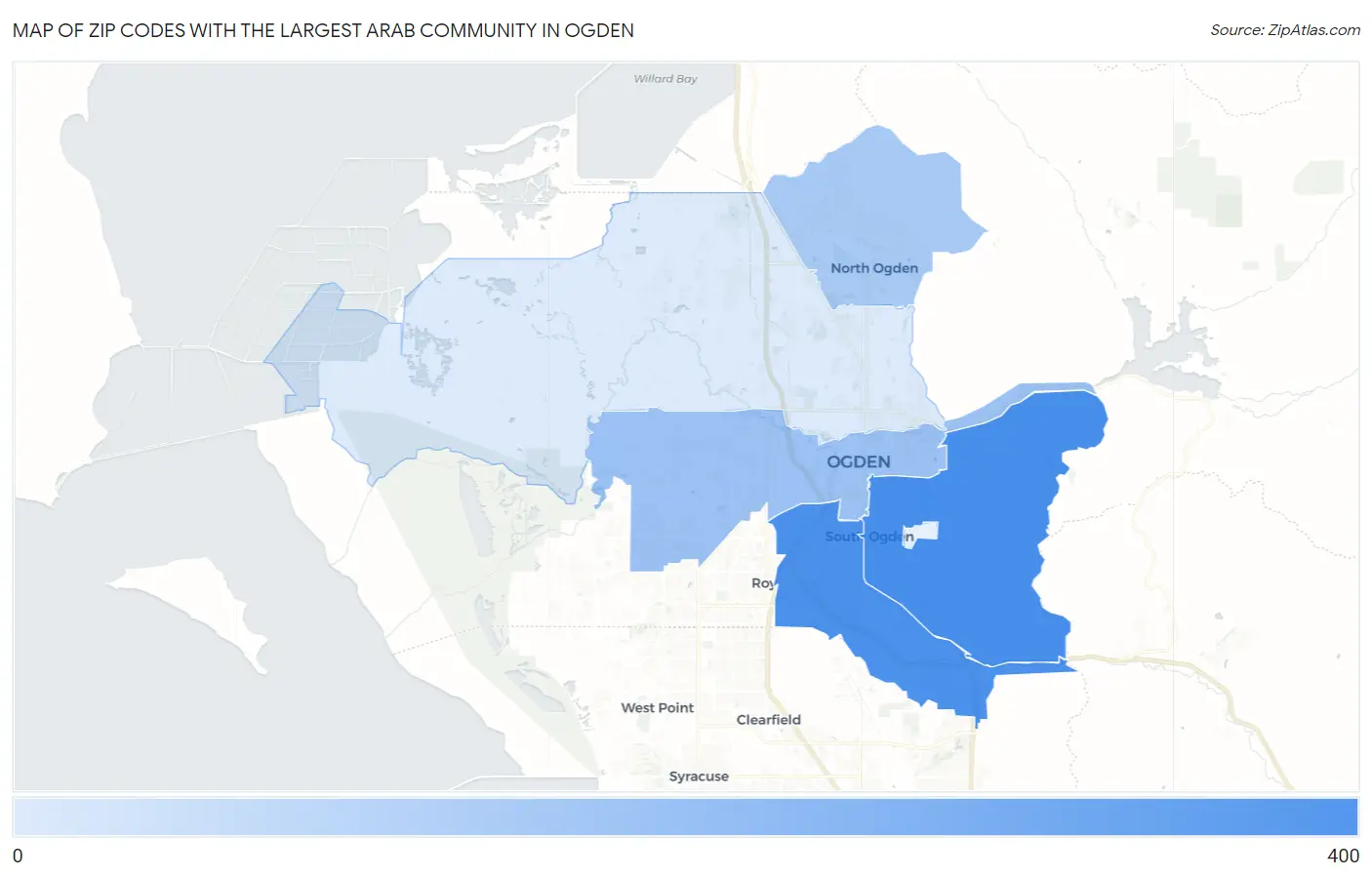 Zip Codes with the Largest Arab Community in Ogden Map
