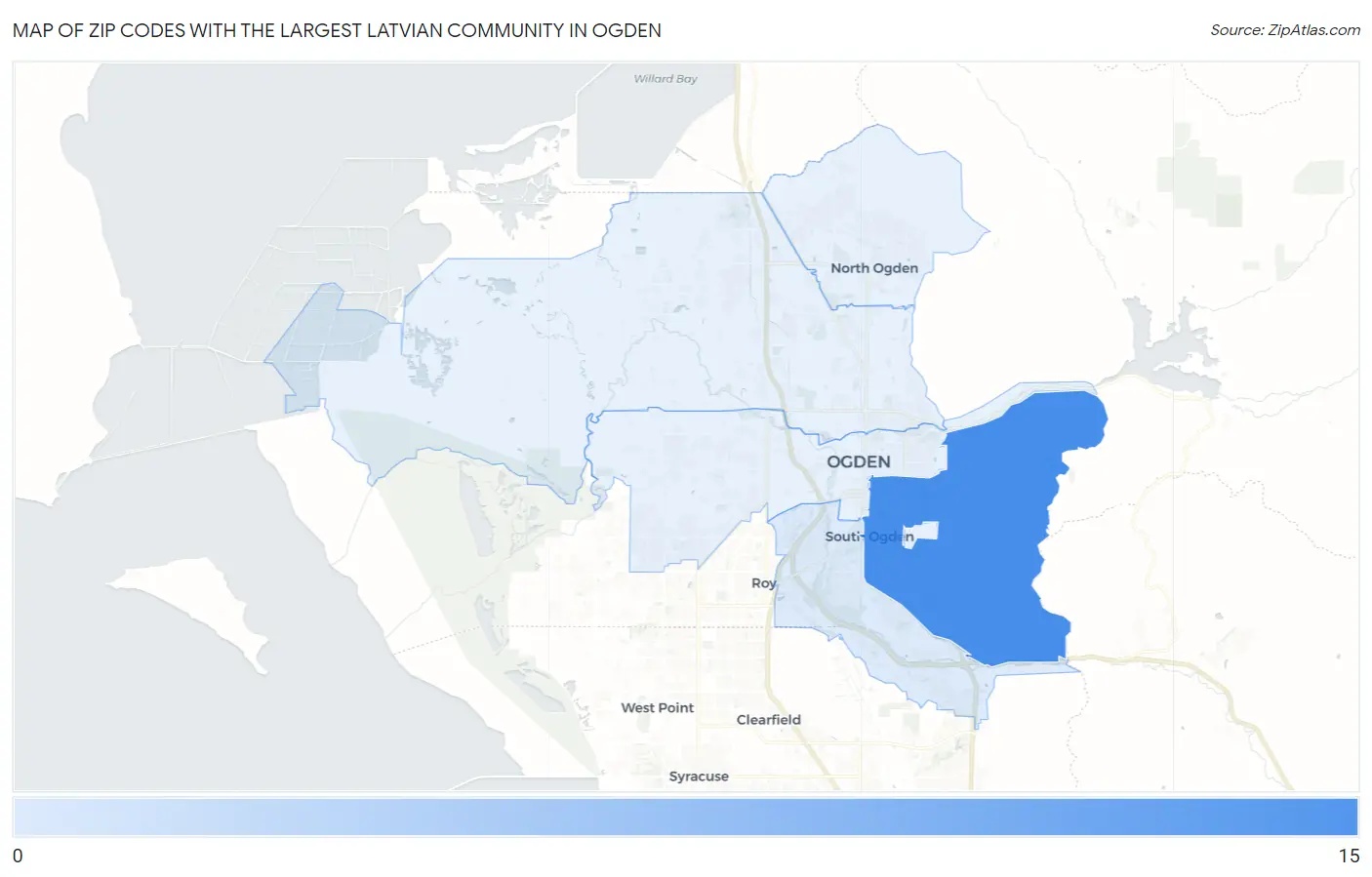 Zip Codes with the Largest Latvian Community in Ogden Map