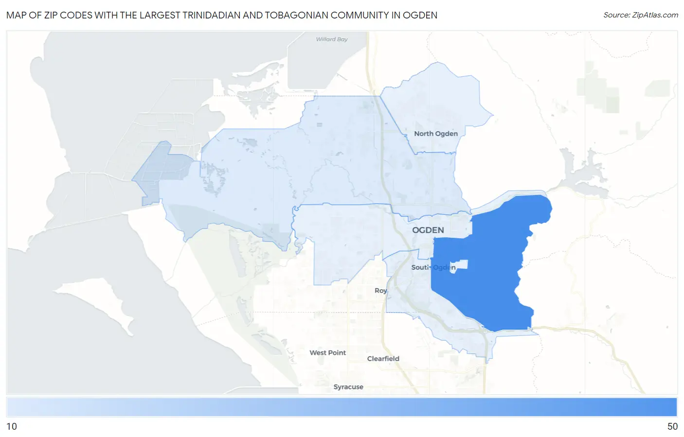 Zip Codes with the Largest Trinidadian and Tobagonian Community in Ogden Map