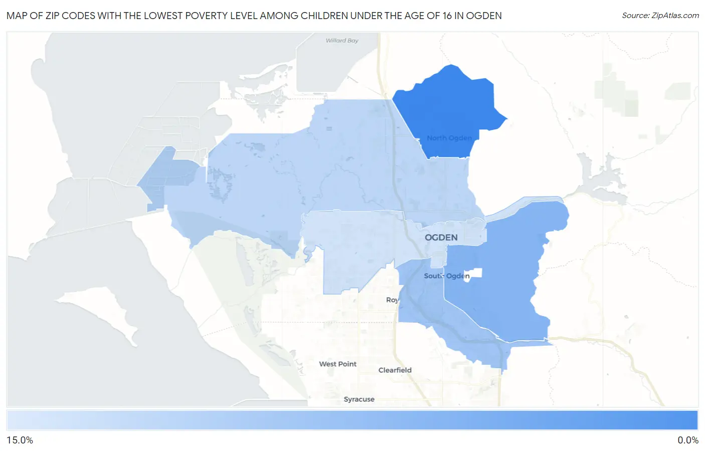 Zip Codes with the Lowest Poverty Level Among Children Under the Age of 16 in Ogden Map