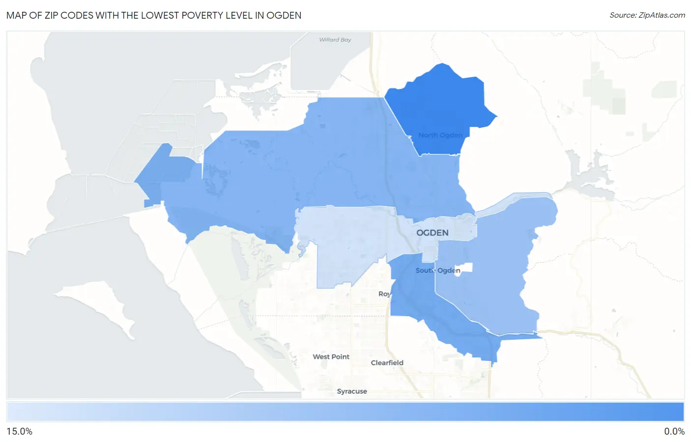 Zip Codes with the Lowest Poverty Level in Ogden Map