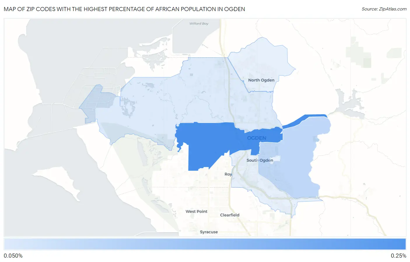 Zip Codes with the Highest Percentage of African Population in Ogden Map