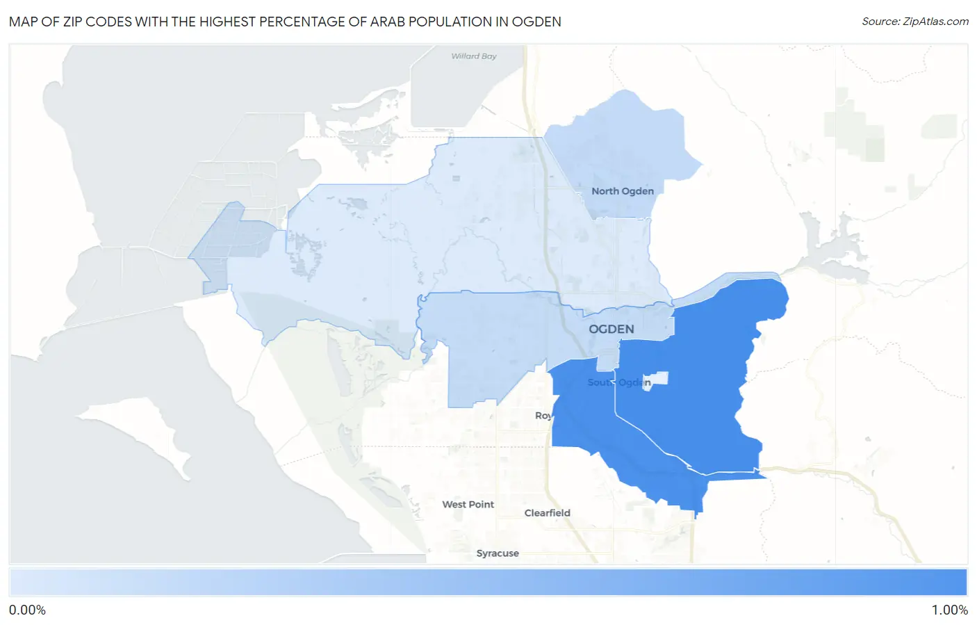 Zip Codes with the Highest Percentage of Arab Population in Ogden Map