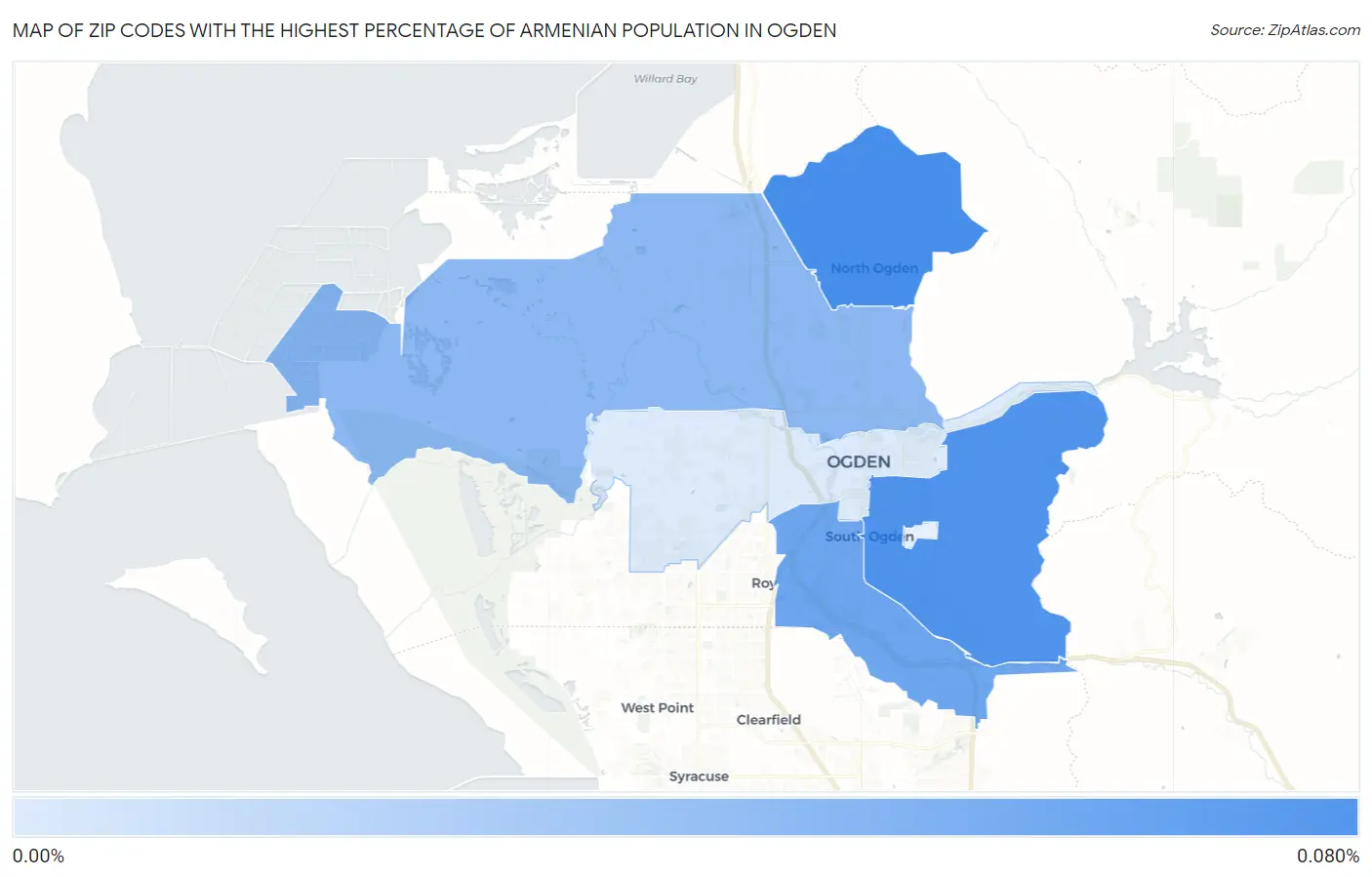 Zip Codes with the Highest Percentage of Armenian Population in Ogden Map