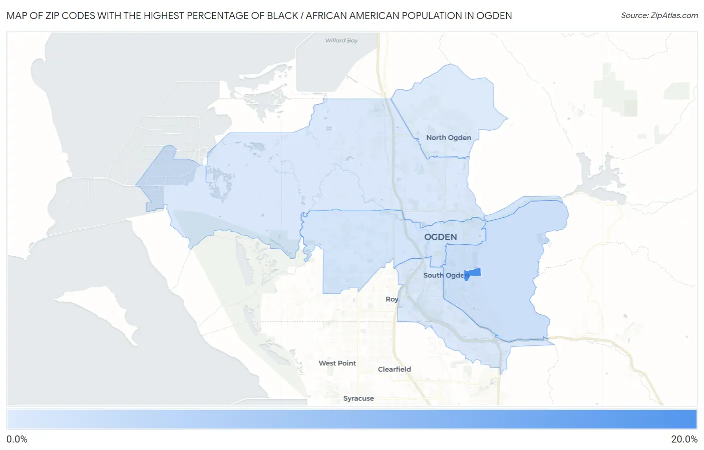 Zip Codes with the Highest Percentage of Black / African American Population in Ogden Map