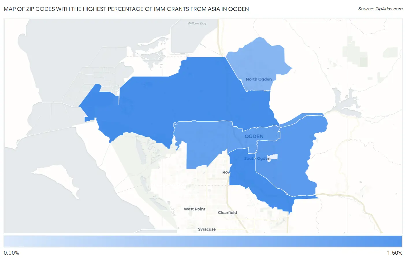 Zip Codes with the Highest Percentage of Immigrants from Asia in Ogden Map