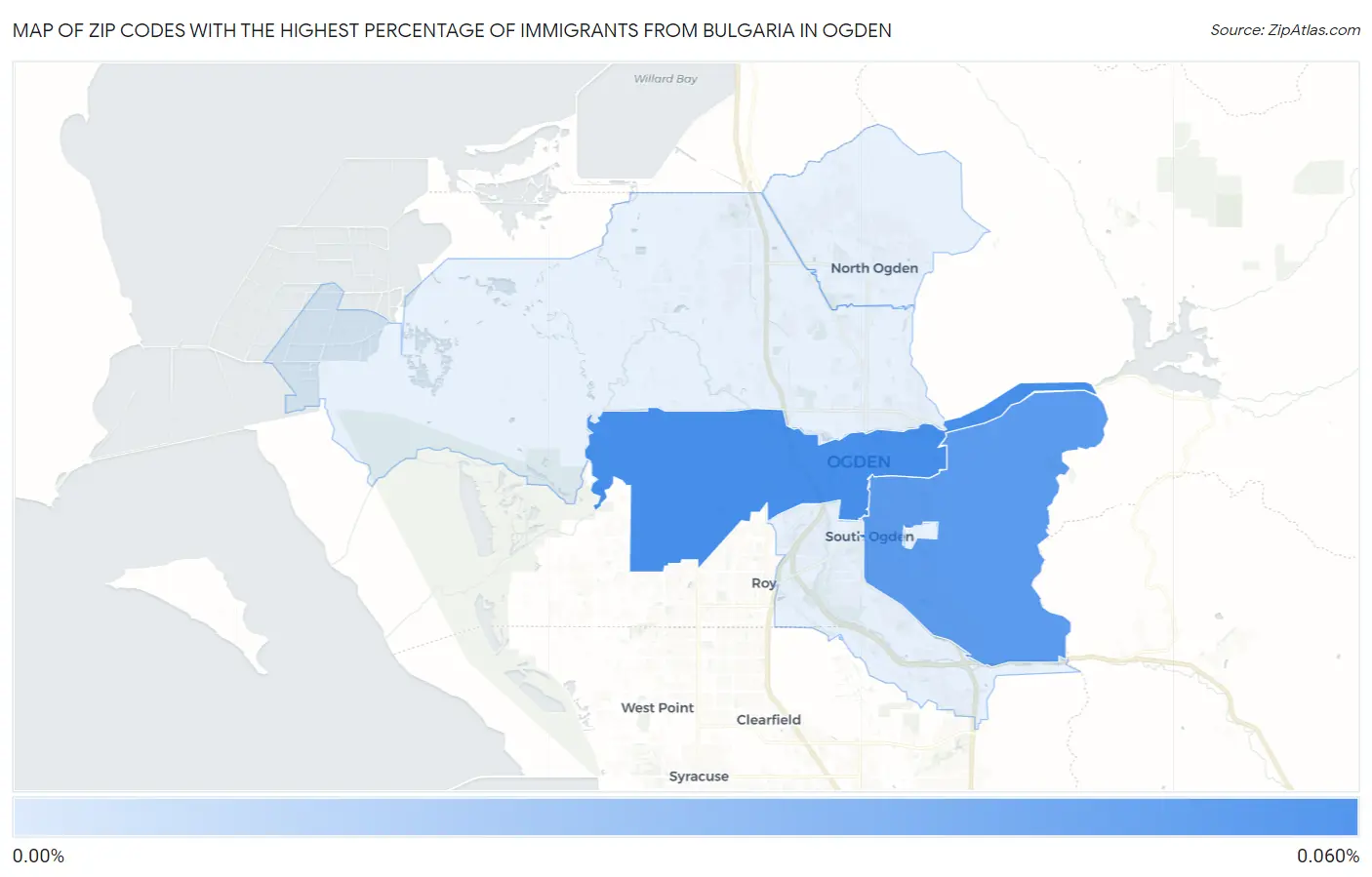 Zip Codes with the Highest Percentage of Immigrants from Bulgaria in Ogden Map
