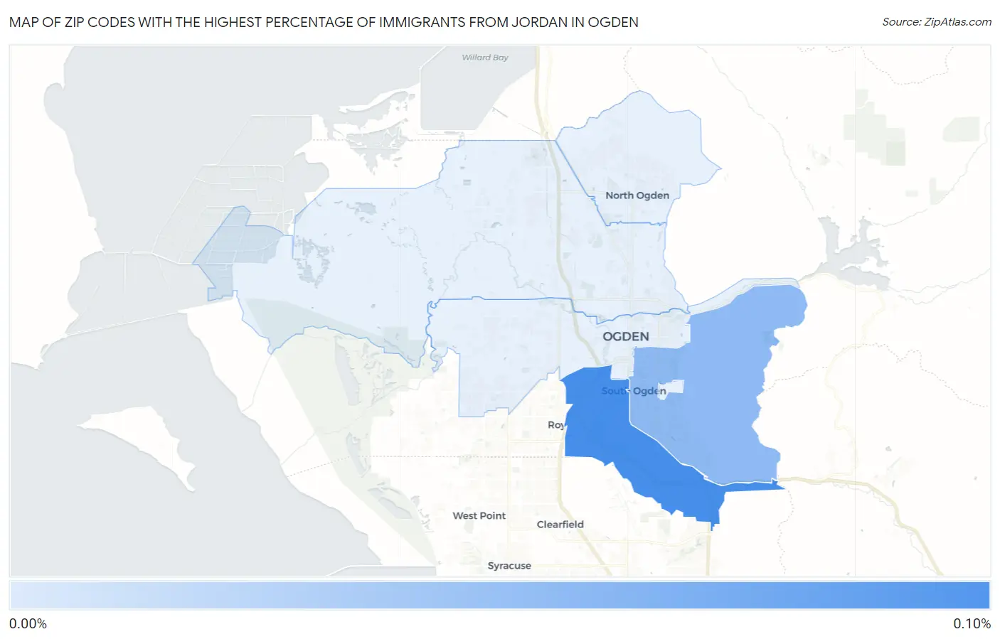Zip Codes with the Highest Percentage of Immigrants from Jordan in Ogden Map