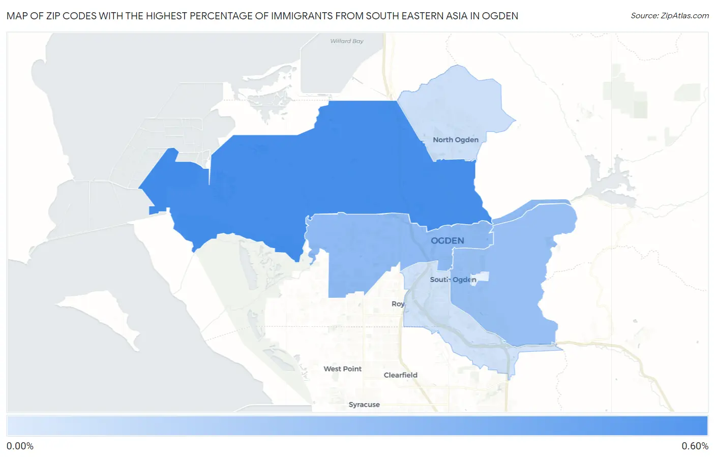 Zip Codes with the Highest Percentage of Immigrants from South Eastern Asia in Ogden Map