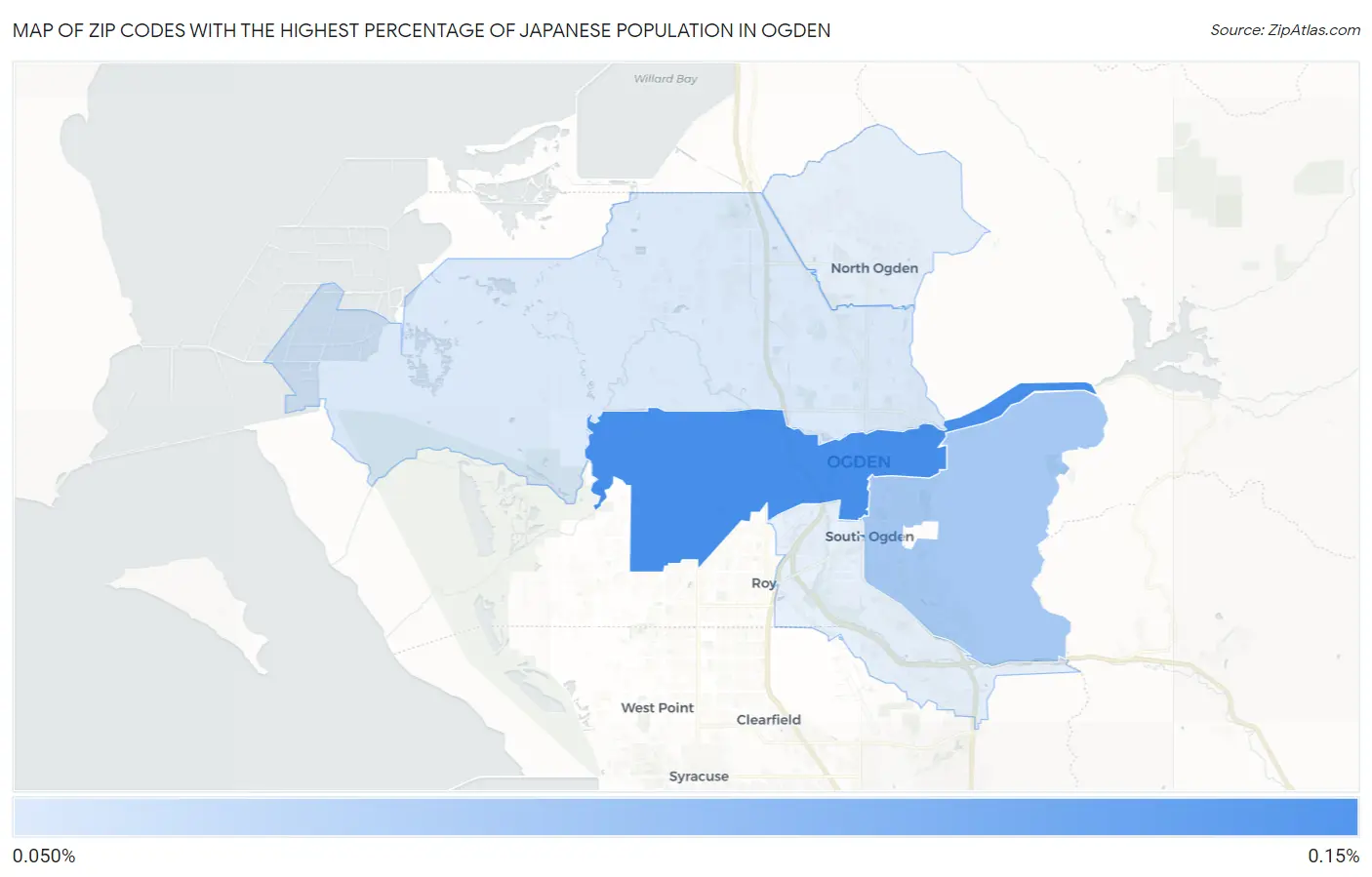 Zip Codes with the Highest Percentage of Japanese Population in Ogden Map