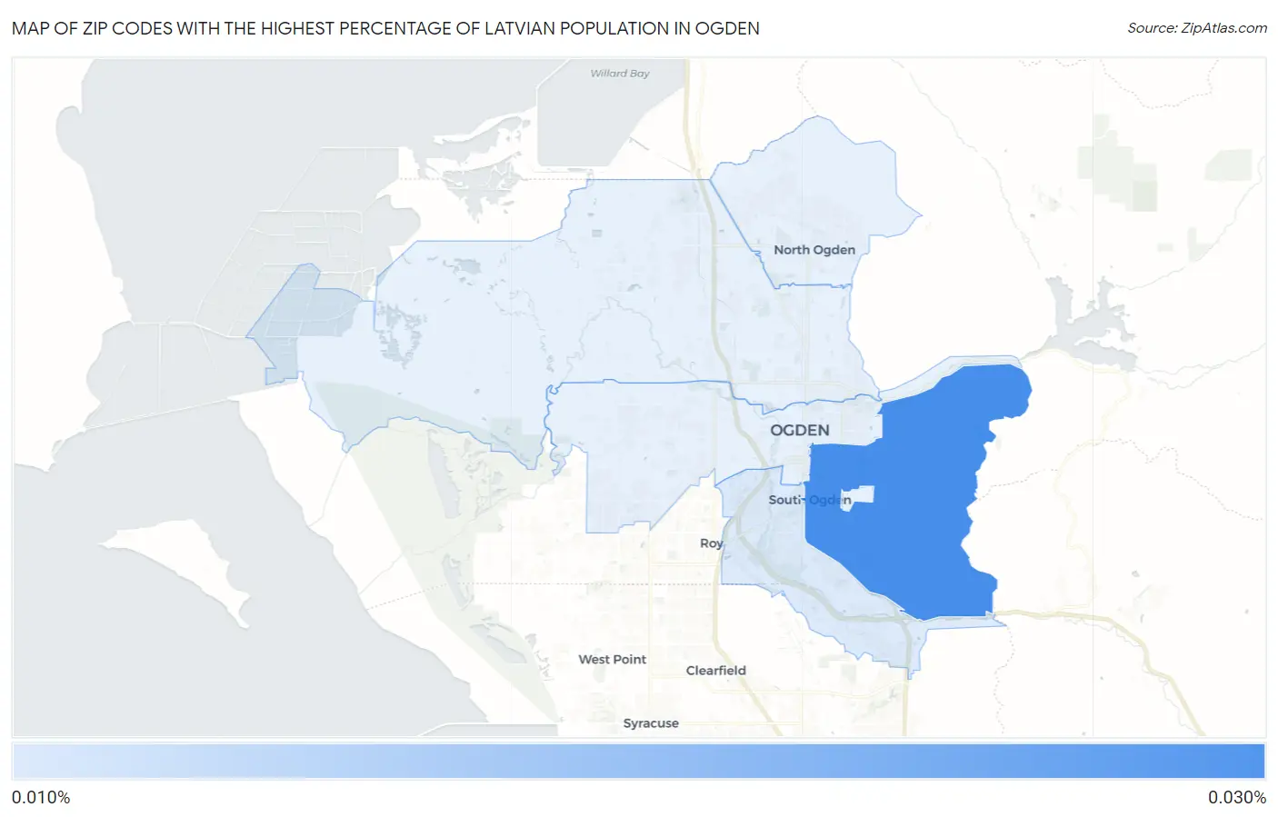 Zip Codes with the Highest Percentage of Latvian Population in Ogden Map