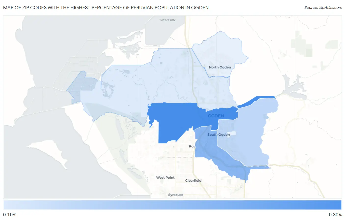 Zip Codes with the Highest Percentage of Peruvian Population in Ogden Map