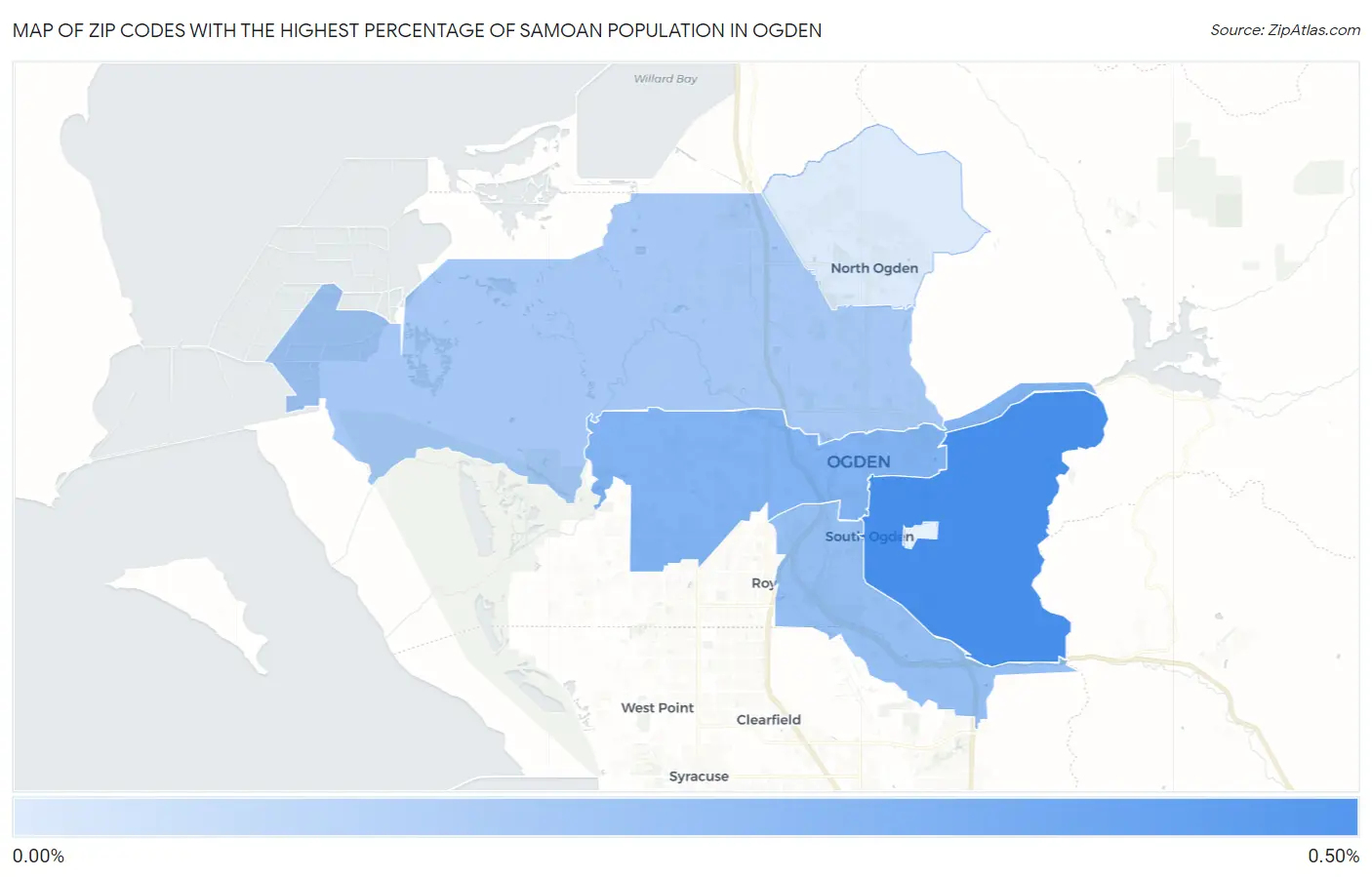 Zip Codes with the Highest Percentage of Samoan Population in Ogden Map