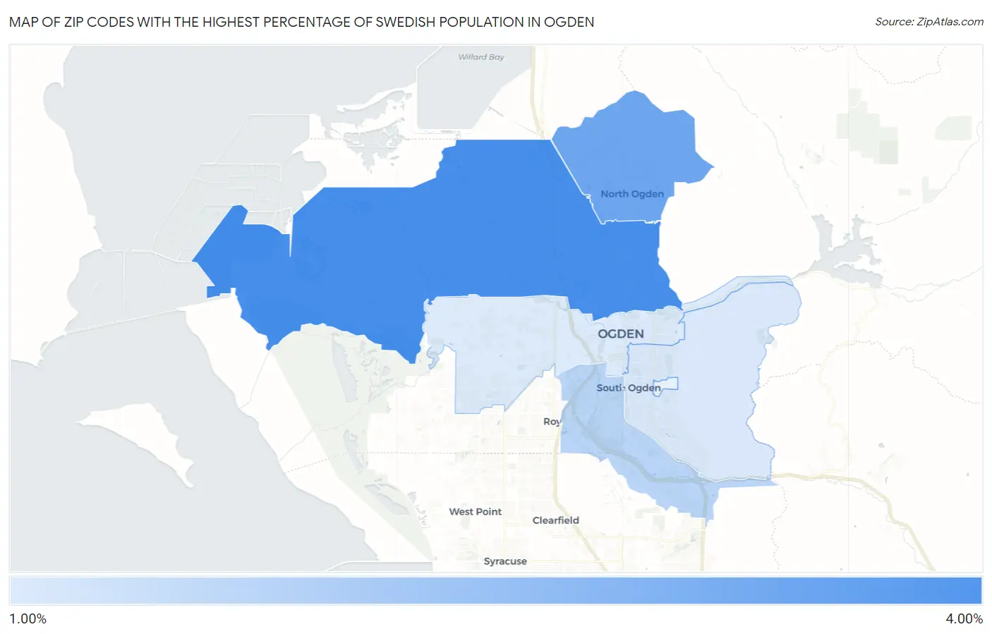 Zip Codes with the Highest Percentage of Swedish Population in Ogden Map