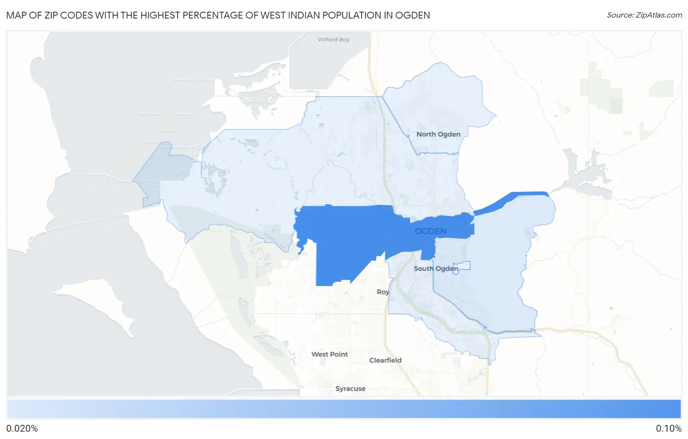Zip Codes with the Highest Percentage of West Indian Population in Ogden Map