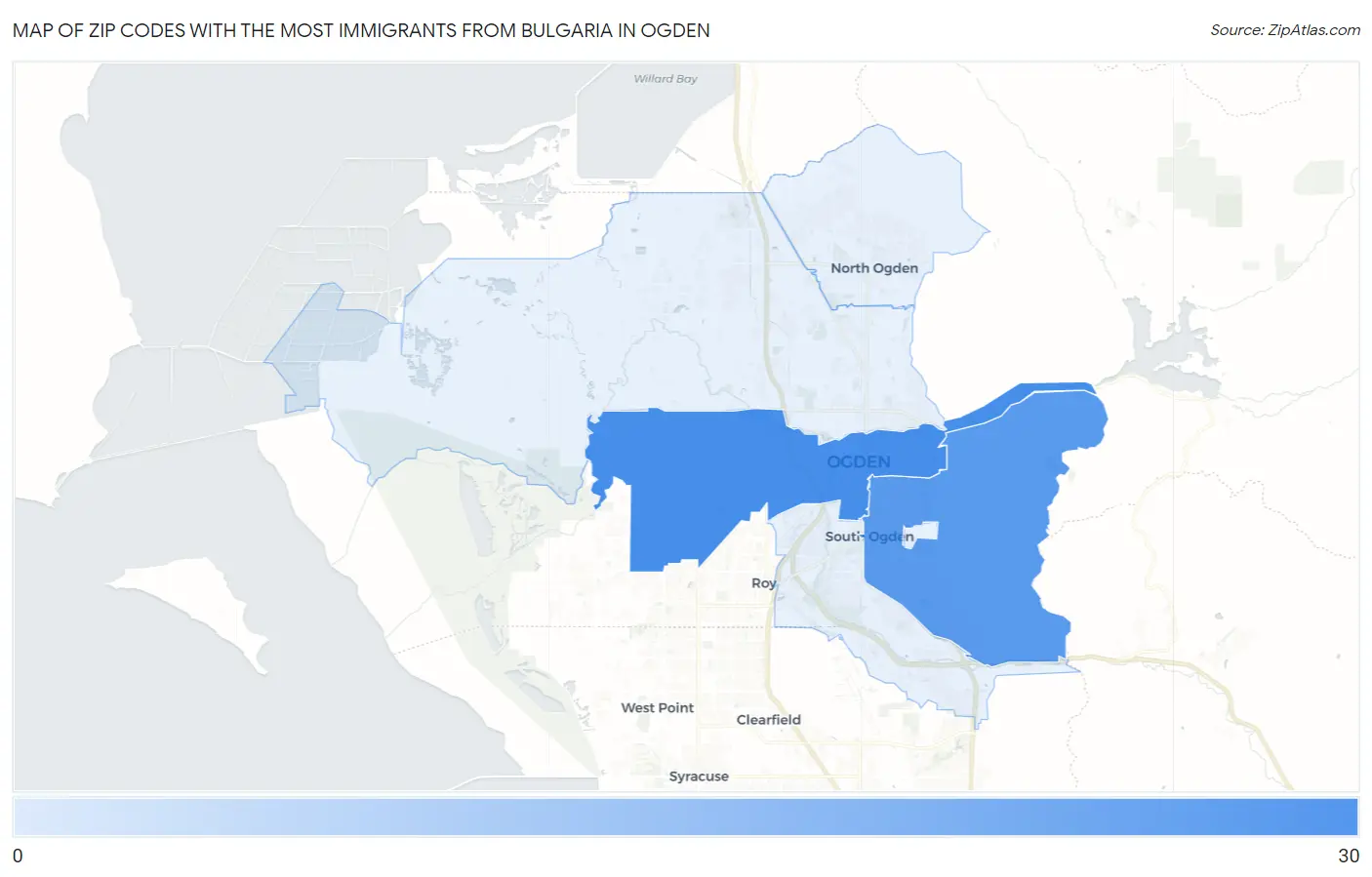 Zip Codes with the Most Immigrants from Bulgaria in Ogden Map