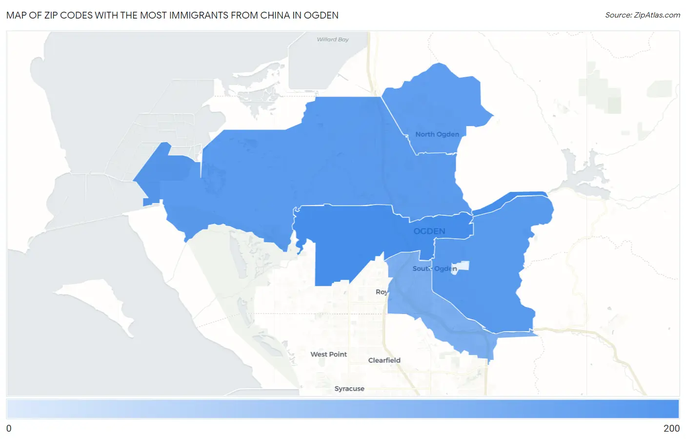 Zip Codes with the Most Immigrants from China in Ogden Map
