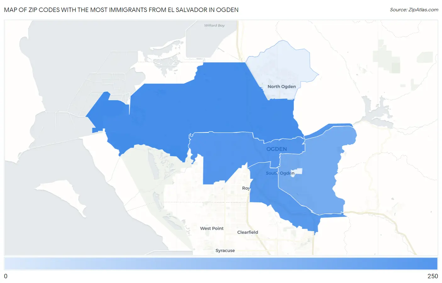 Zip Codes with the Most Immigrants from El Salvador in Ogden Map