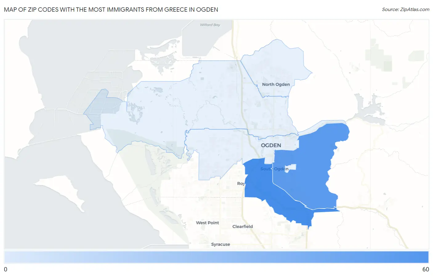 Zip Codes with the Most Immigrants from Greece in Ogden Map