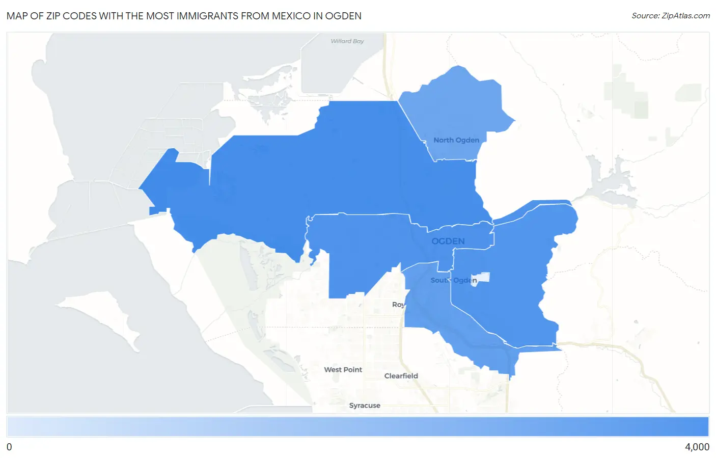 Zip Codes with the Most Immigrants from Mexico in Ogden Map