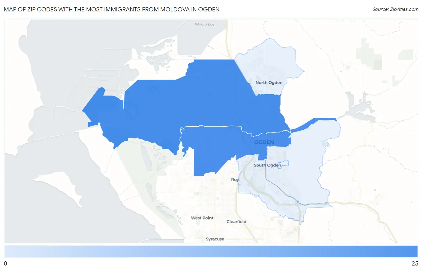 Zip Codes with the Most Immigrants from Moldova in Ogden Map