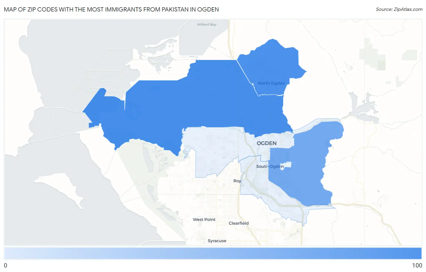 Zip Codes with the Most Immigrants from Pakistan in Ogden Map