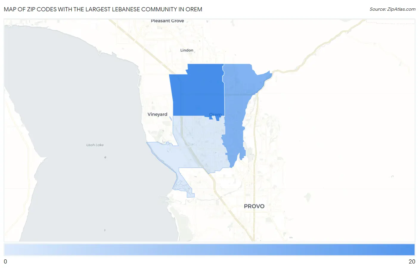 Zip Codes with the Largest Lebanese Community in Orem Map