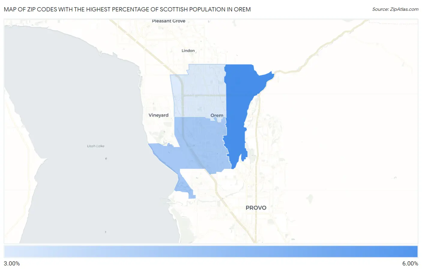 Zip Codes with the Highest Percentage of Scottish Population in Orem Map