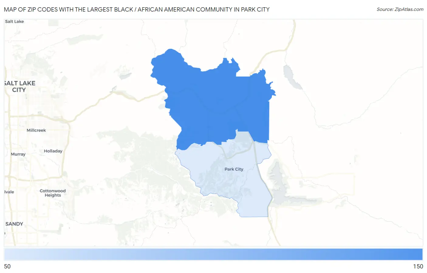 Zip Codes with the Largest Black / African American Community in Park City Map