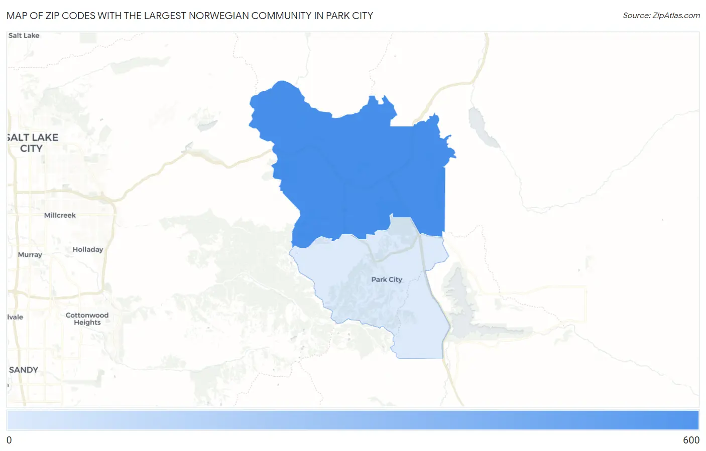Zip Codes with the Largest Norwegian Community in Park City Map