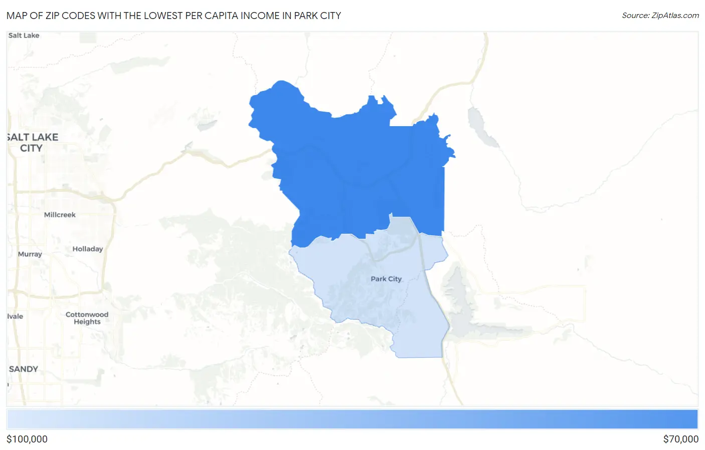 Zip Codes with the Lowest Per Capita Income in Park City Map