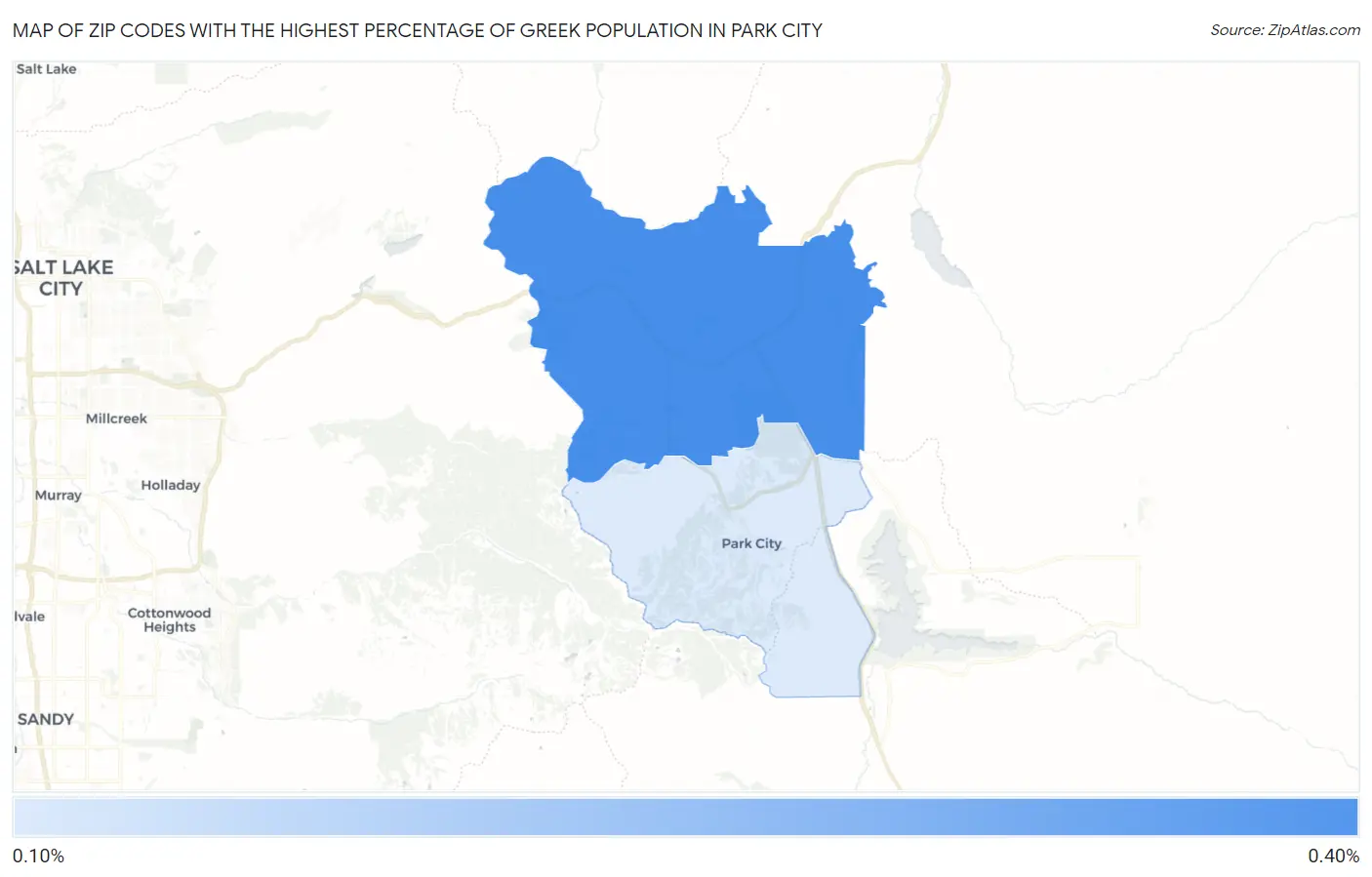 Zip Codes with the Highest Percentage of Greek Population in Park City Map