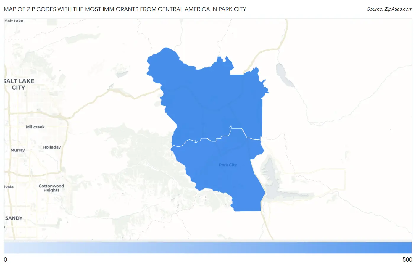 Zip Codes with the Most Immigrants from Central America in Park City Map