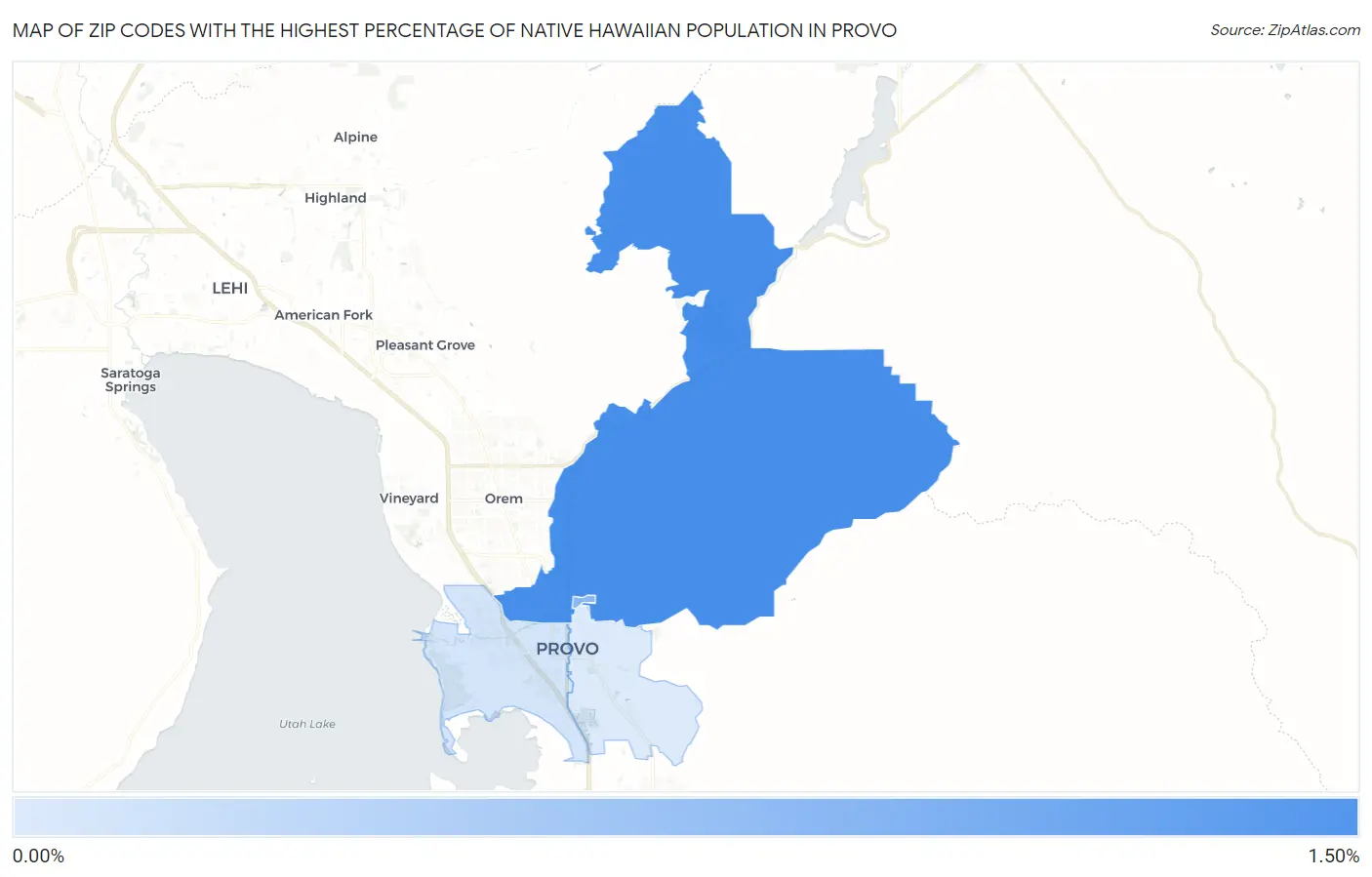 Zip Codes with the Highest Percentage of Native Hawaiian Population in Provo Map