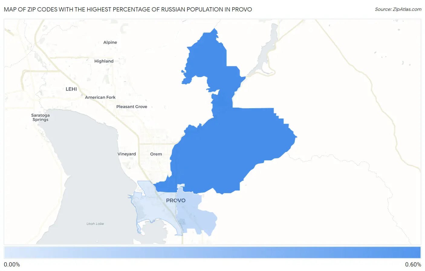 Zip Codes with the Highest Percentage of Russian Population in Provo Map