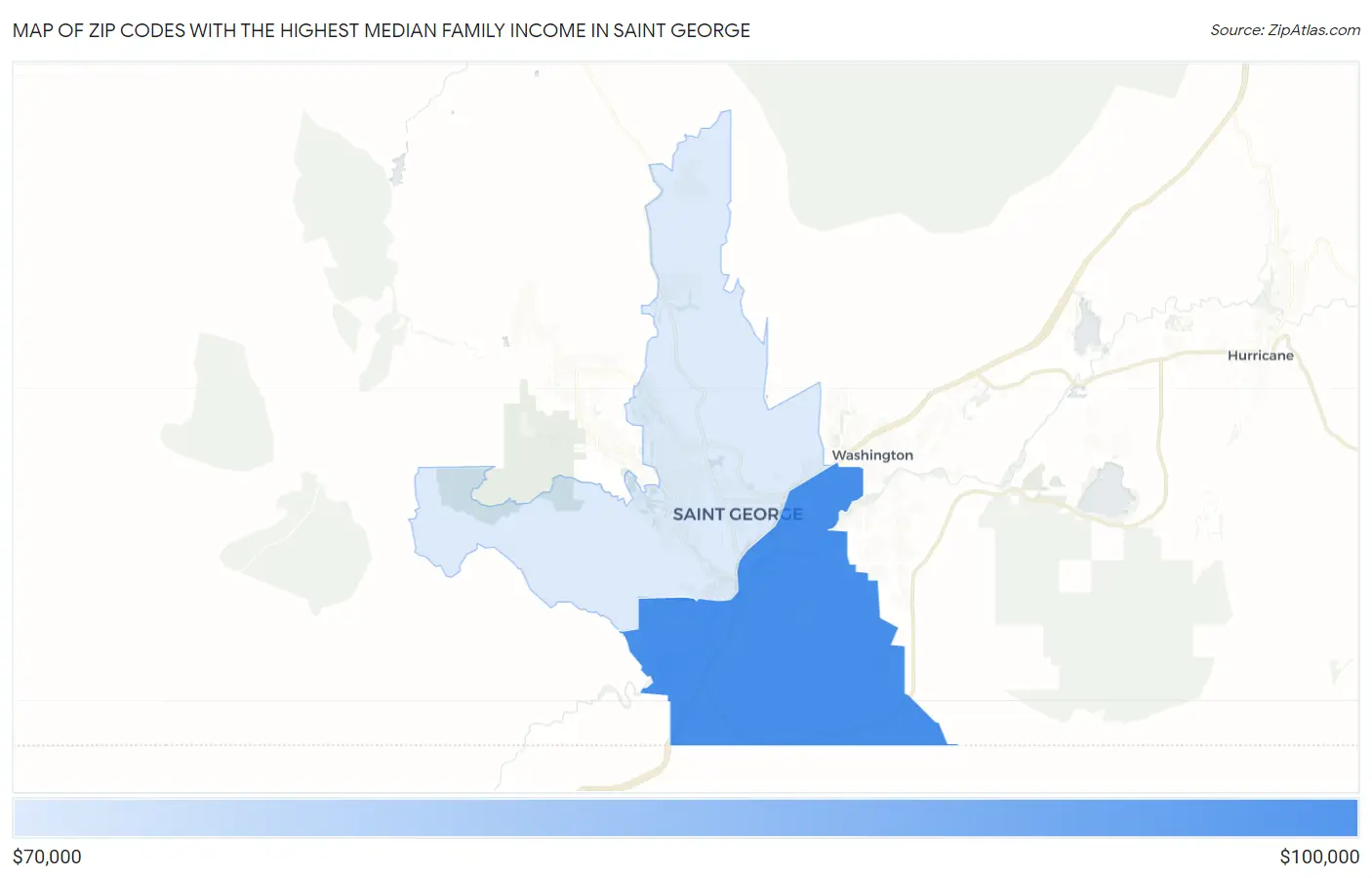 Zip Codes with the Highest Median Family Income in Saint George Map