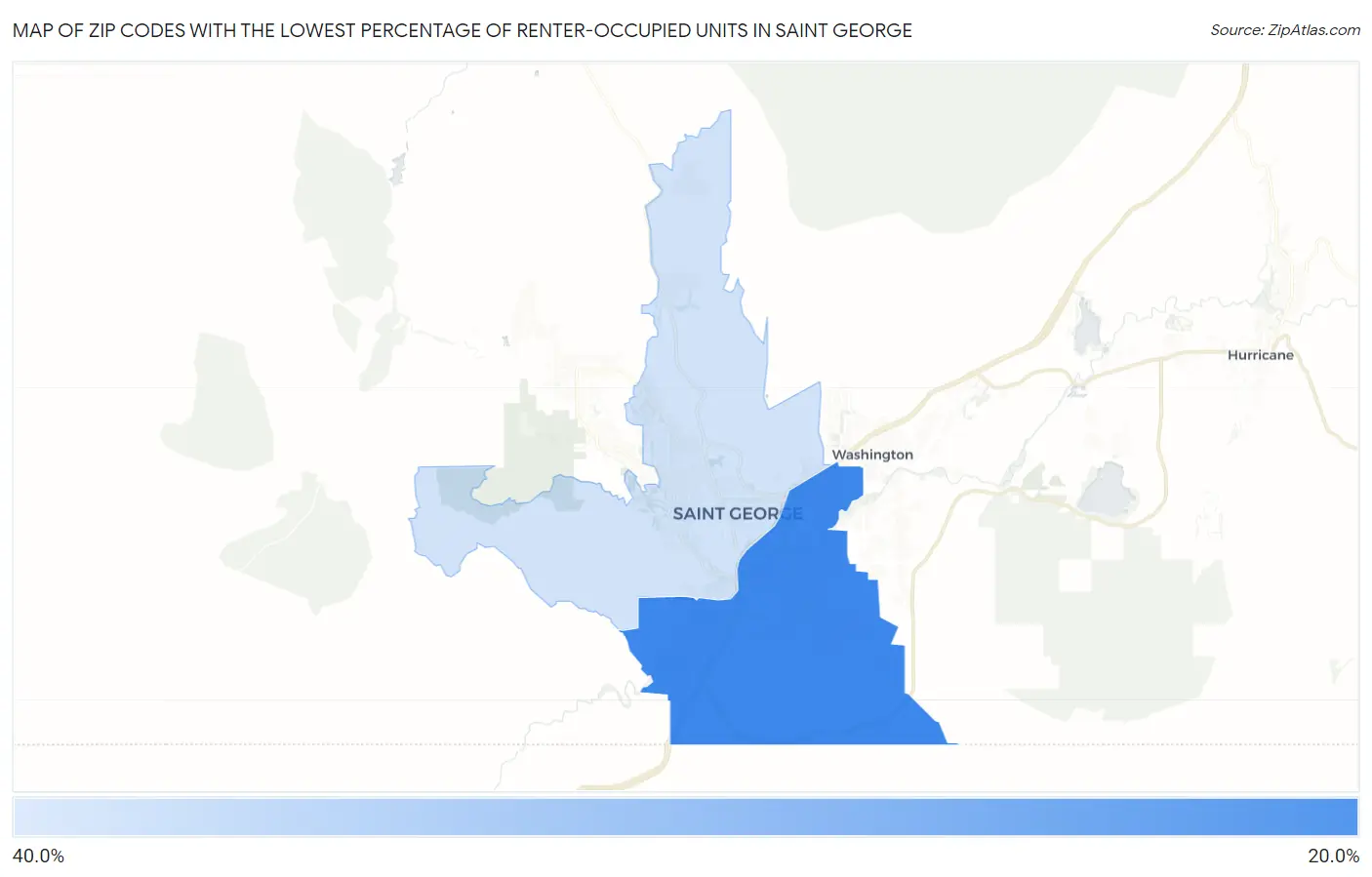 Zip Codes with the Lowest Percentage of Renter-Occupied Units in Saint George Map