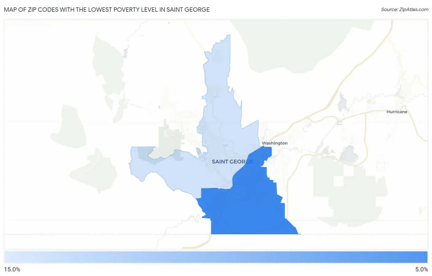 Zip Codes with the Lowest Poverty Level in Saint George Map
