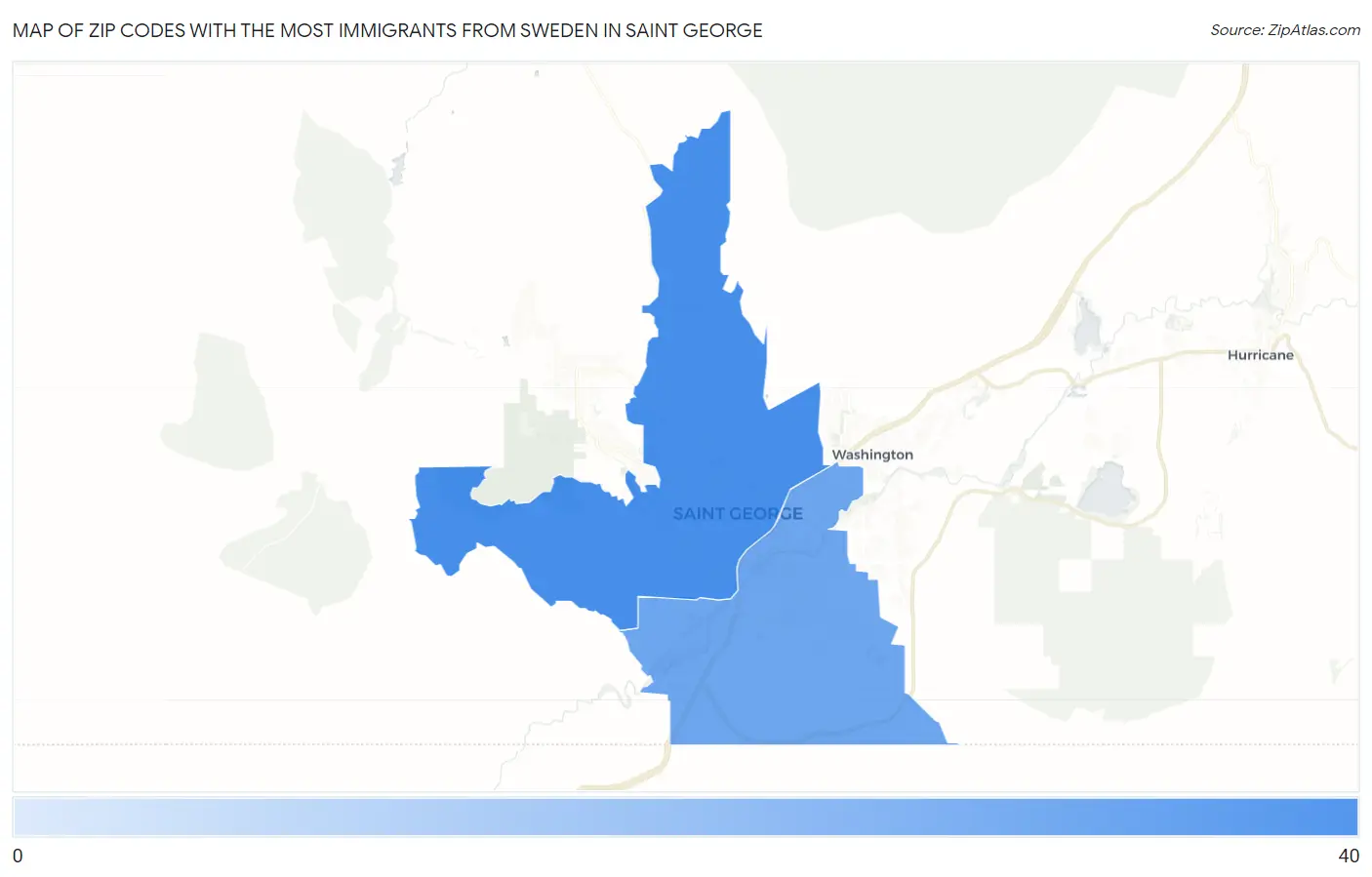 Zip Codes with the Most Immigrants from Sweden in Saint George Map