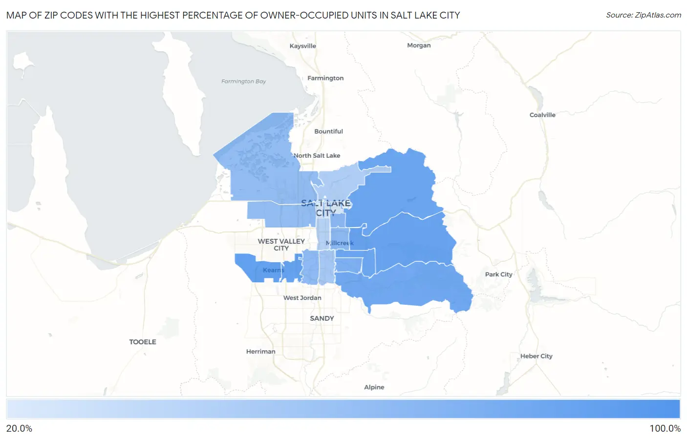 Zip Codes with the Highest Percentage of Owner-Occupied Units in Salt Lake City Map