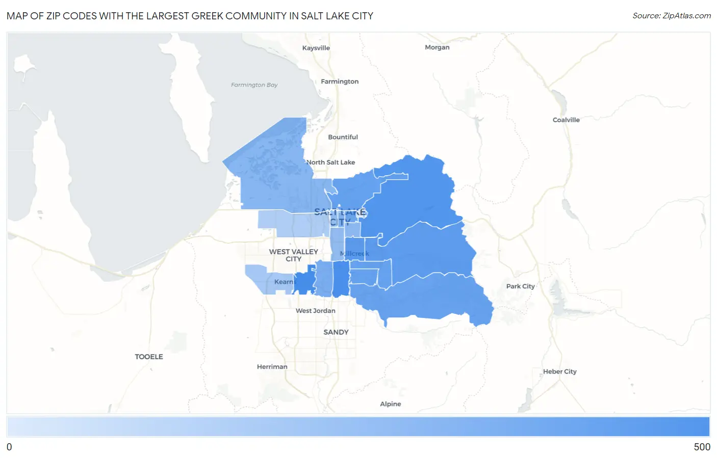 Zip Codes with the Largest Greek Community in Salt Lake City Map