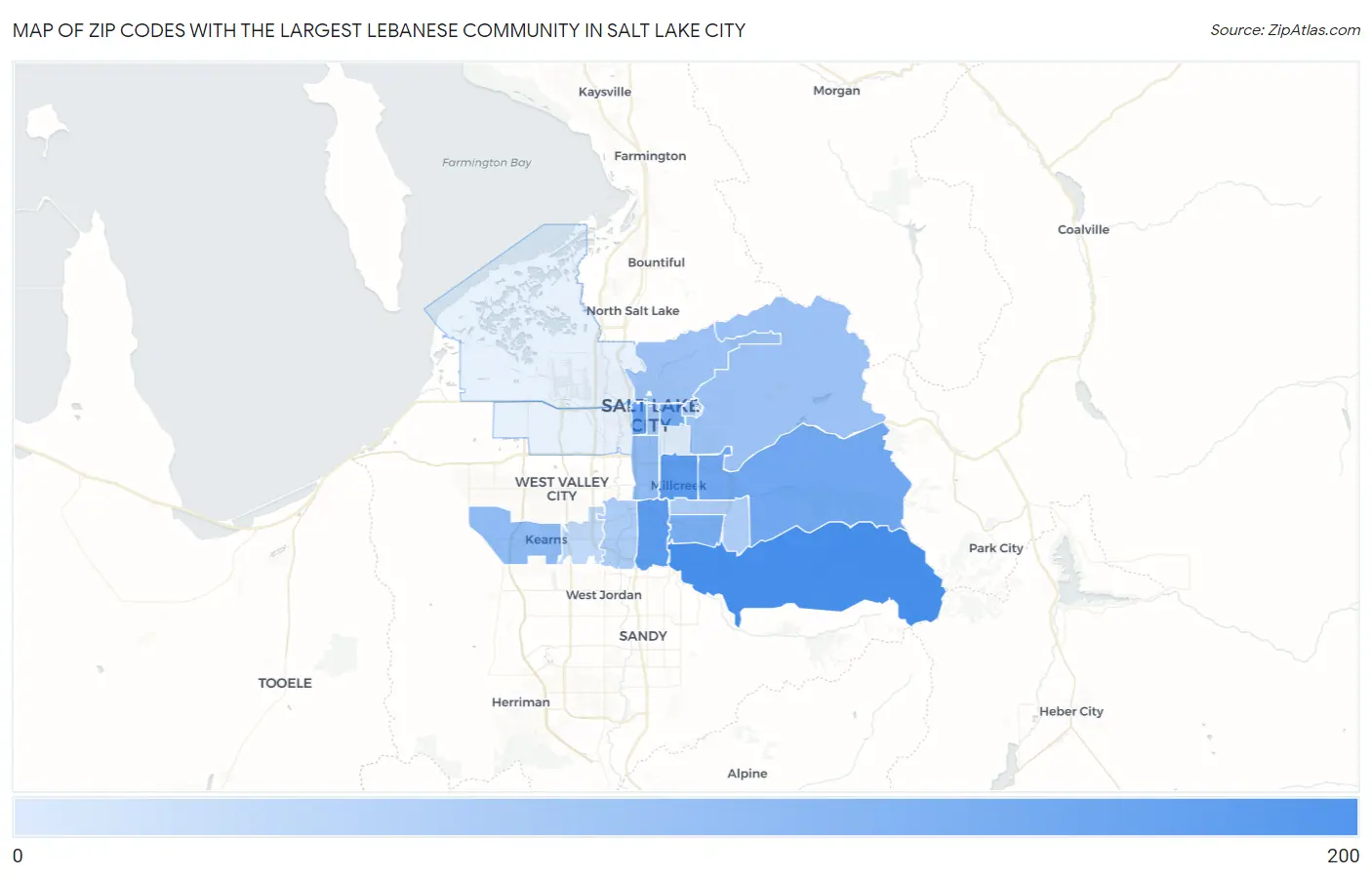 Zip Codes with the Largest Lebanese Community in Salt Lake City Map