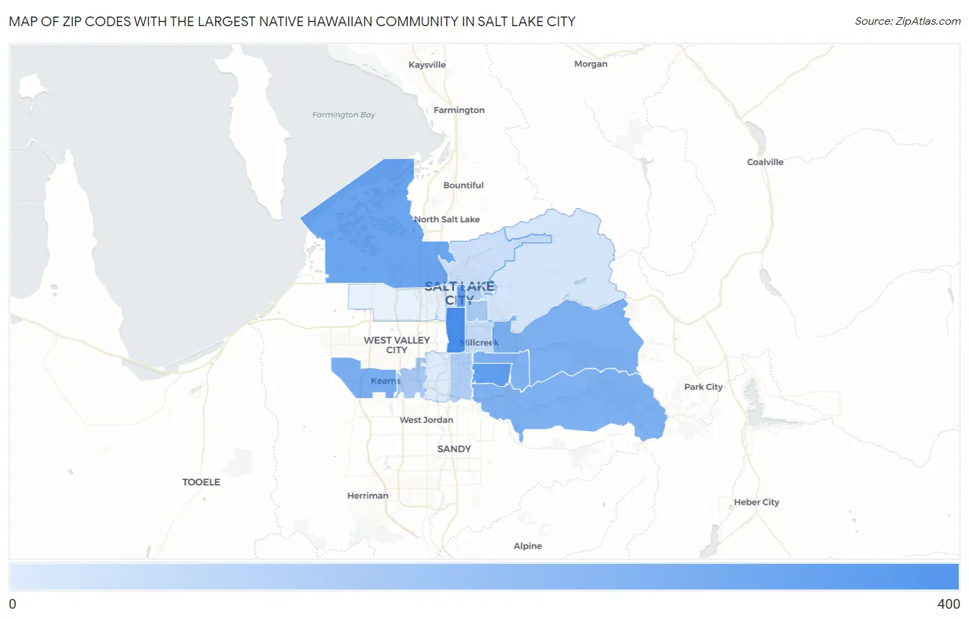Zip Codes with the Largest Native Hawaiian Community in Salt Lake City Map