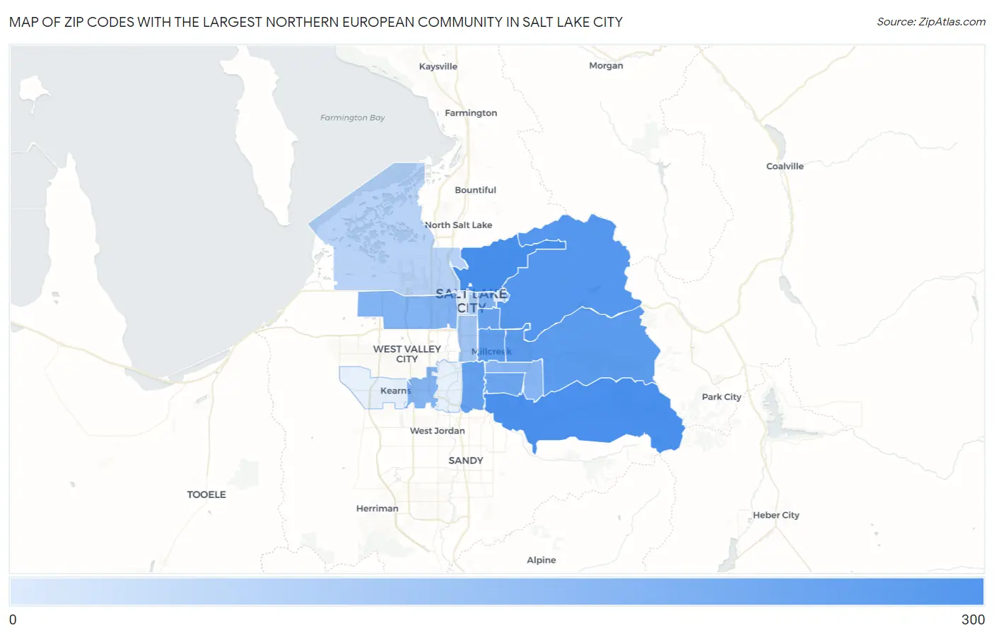 Zip Codes with the Largest Northern European Community in Salt Lake City Map