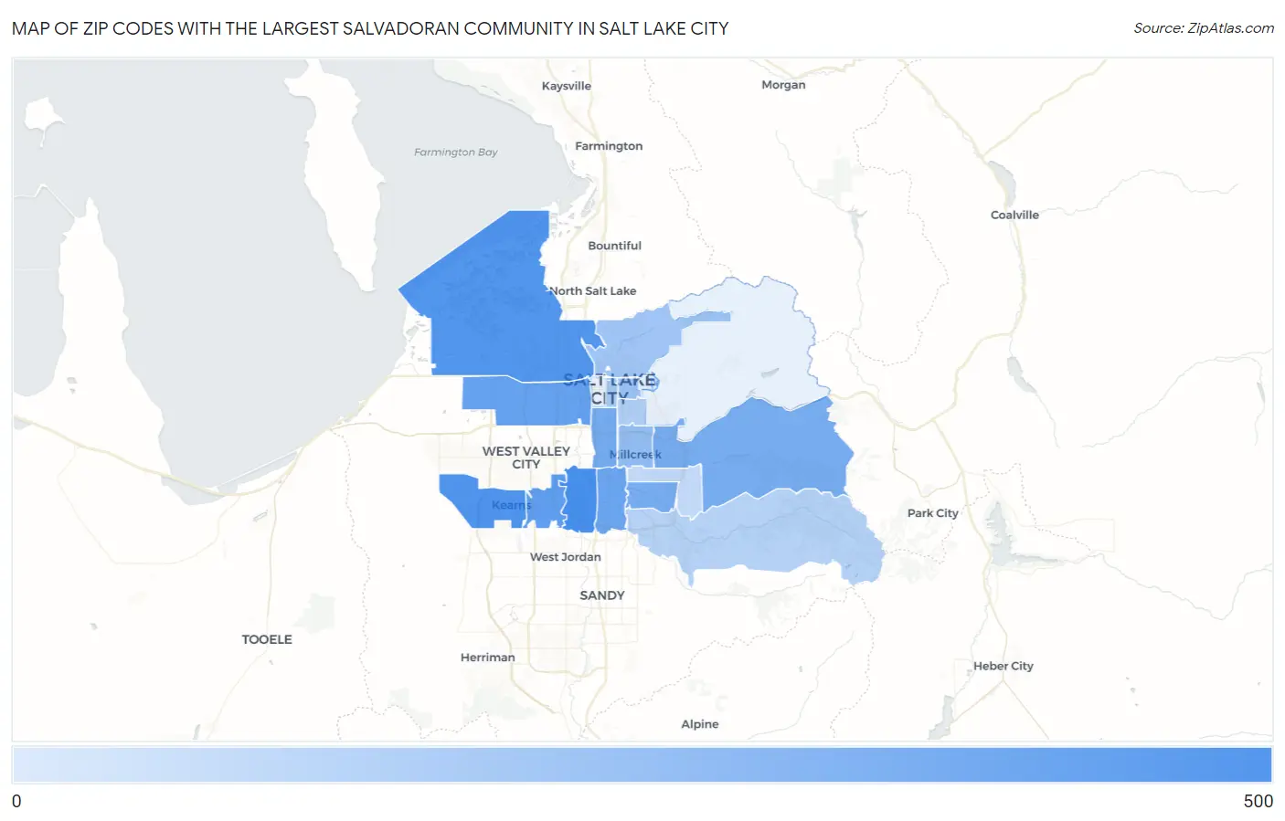 Zip Codes with the Largest Salvadoran Community in Salt Lake City Map