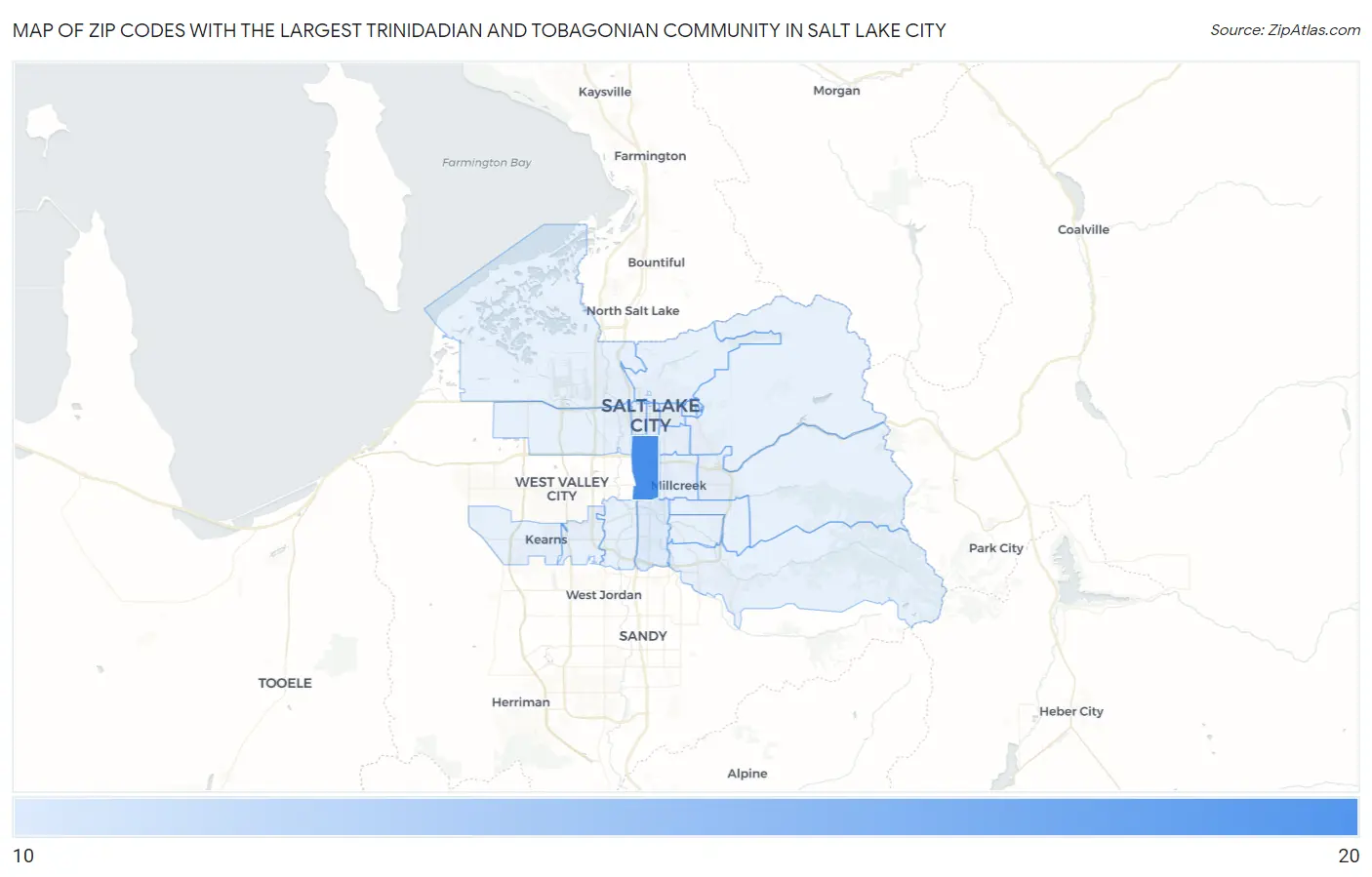 Zip Codes with the Largest Trinidadian and Tobagonian Community in Salt Lake City Map