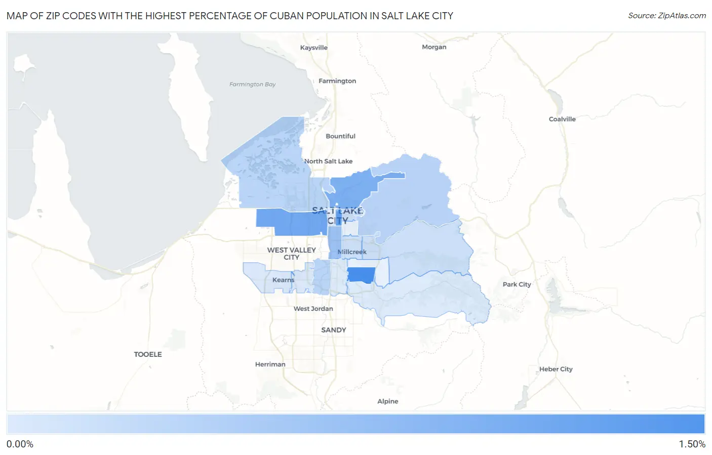 Zip Codes with the Highest Percentage of Cuban Population in Salt Lake City Map