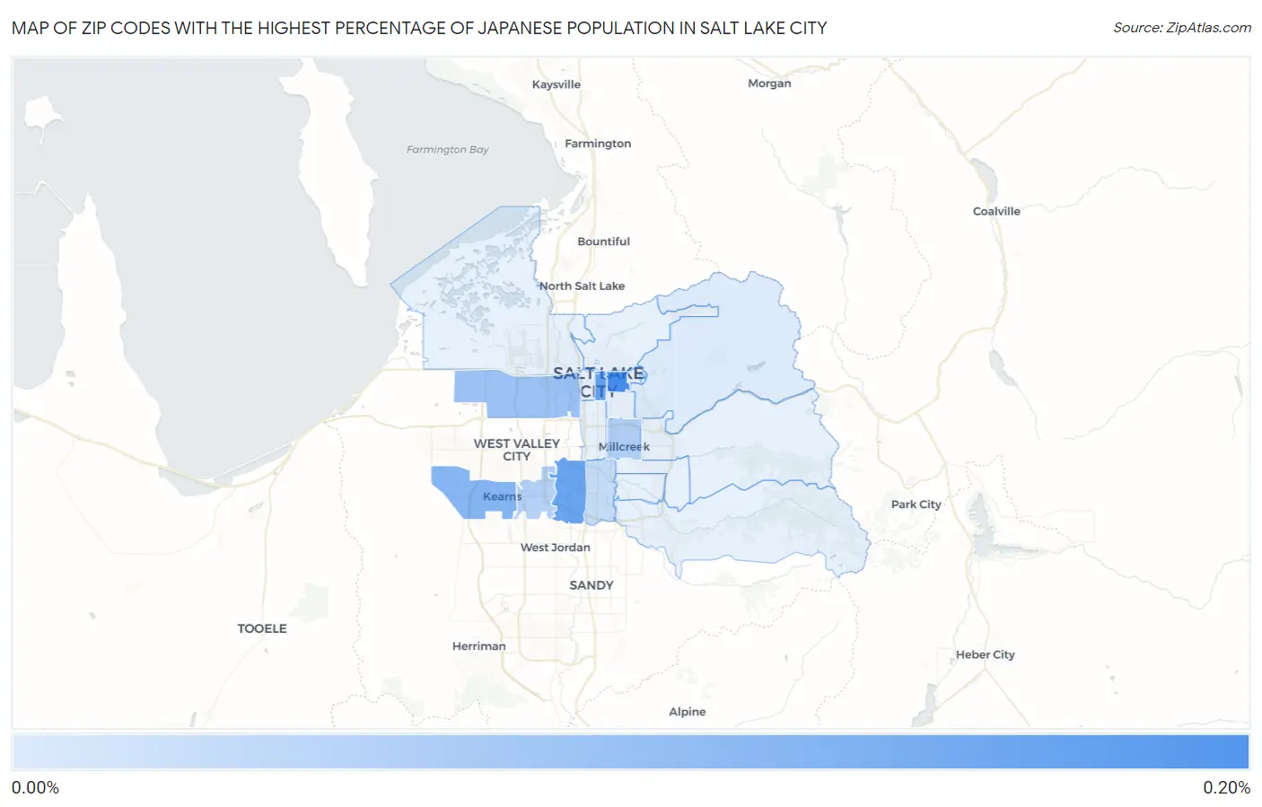 Zip Codes with the Highest Percentage of Japanese Population in Salt Lake City Map