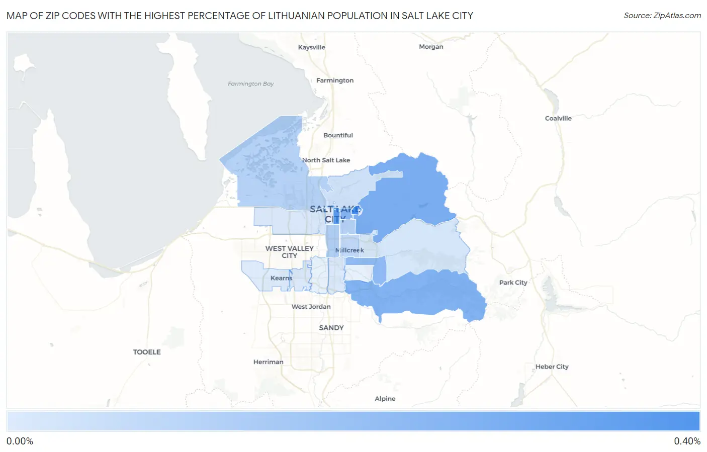 Zip Codes with the Highest Percentage of Lithuanian Population in Salt Lake City Map