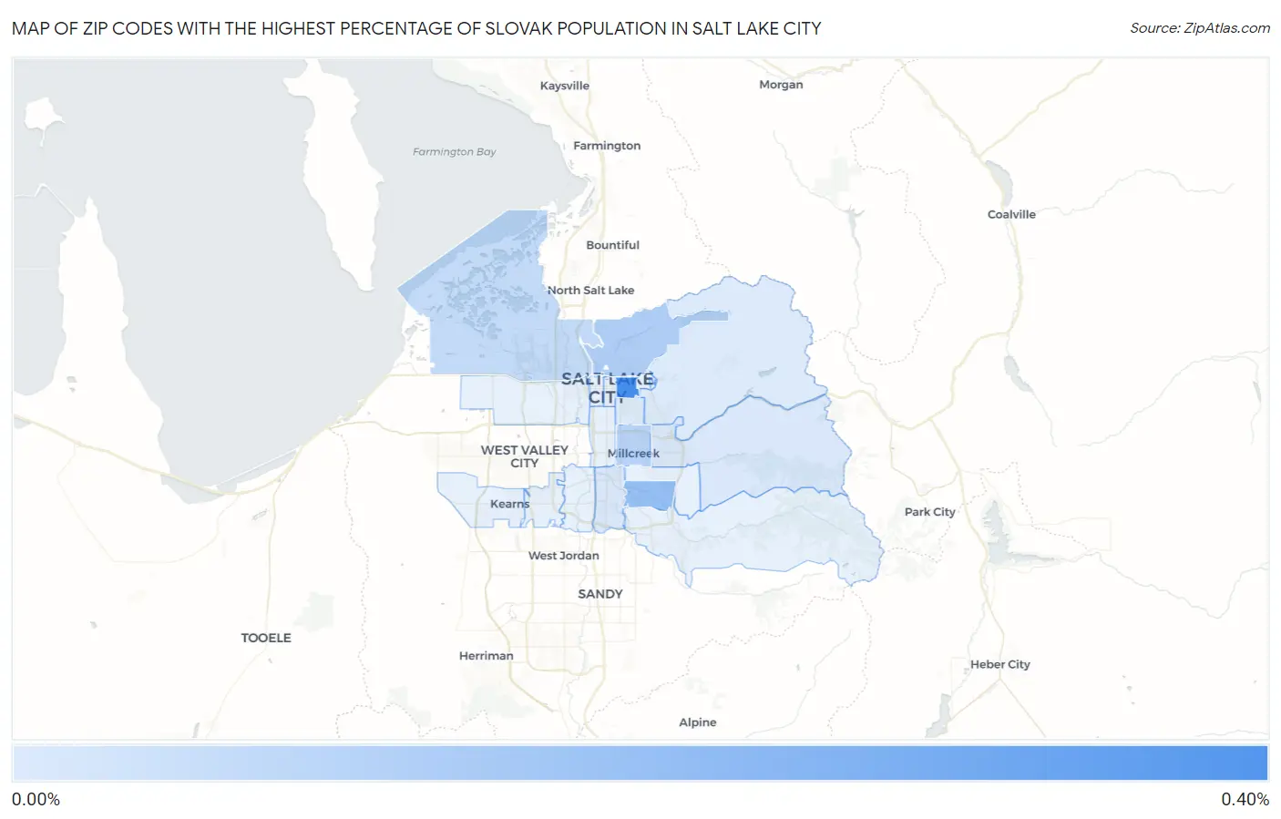 Zip Codes with the Highest Percentage of Slovak Population in Salt Lake City Map